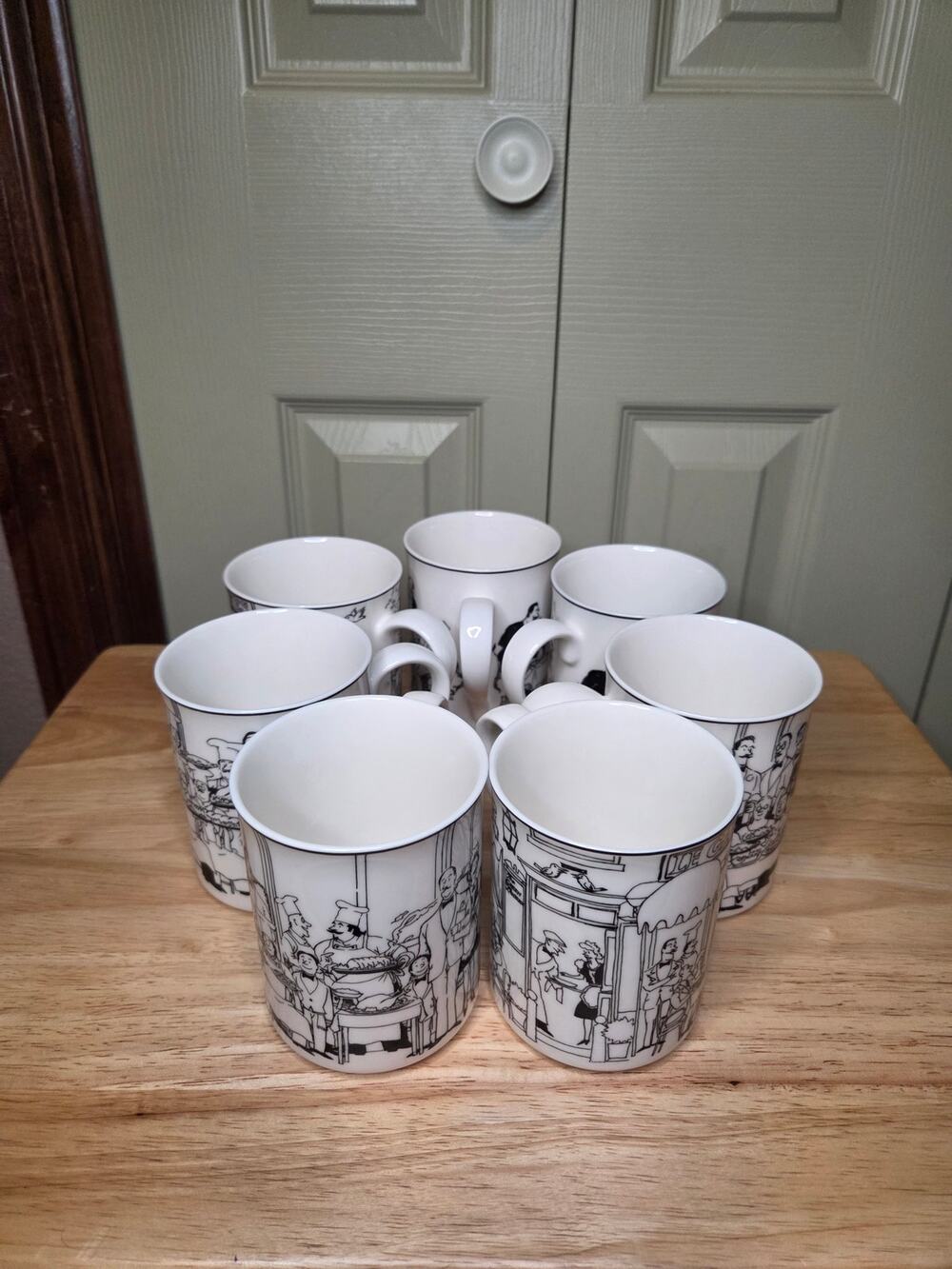 Epoch Le Restaurant Black and White Porcelain Coffee Mugs (7)